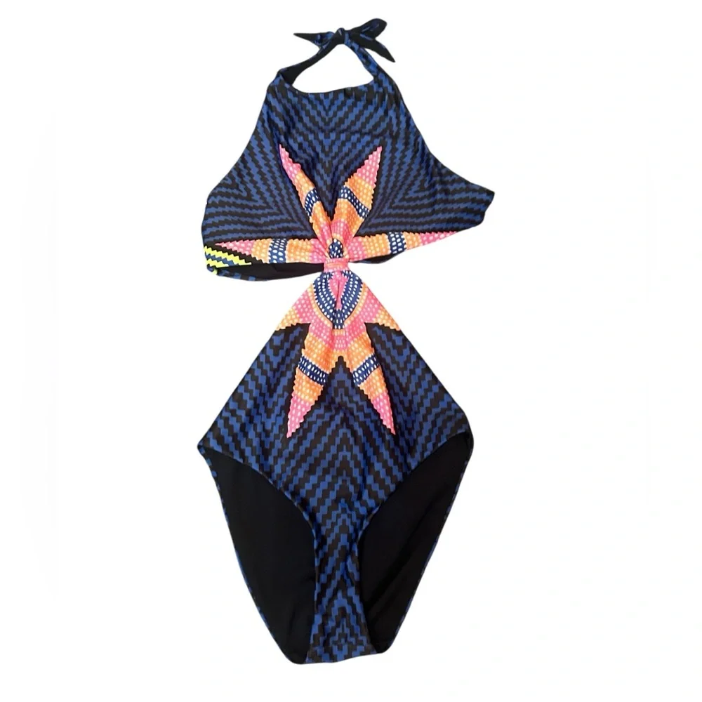 Mara Hoffman Blue and Pink Cutout Swimsuit - Picture 5 of 10